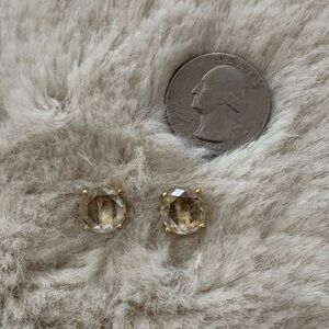 Citrine-Colored Round Crystal Stud Earrings